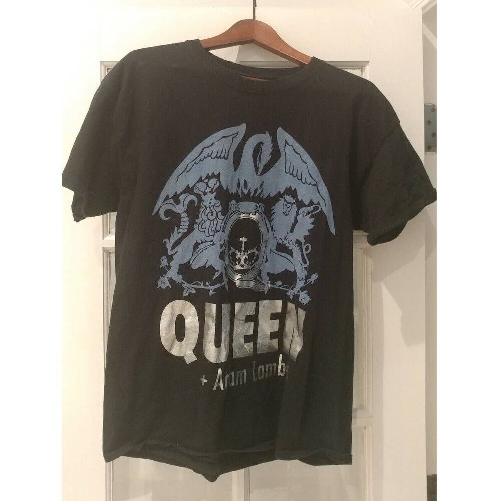 Queen & Adam Lambert Black Tour Dates Concert Mens Band Shirt Large L Lg
